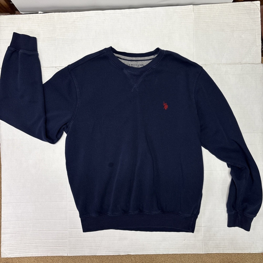 U.S. Polo Assn Men Medium Navy Blue Crewneck Sweatshirt Pullover 11A922